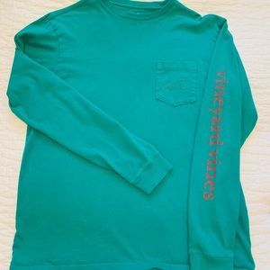 Vineyard Vines Long Sleeve T-shirt; Green with Red Logo; Size: Small